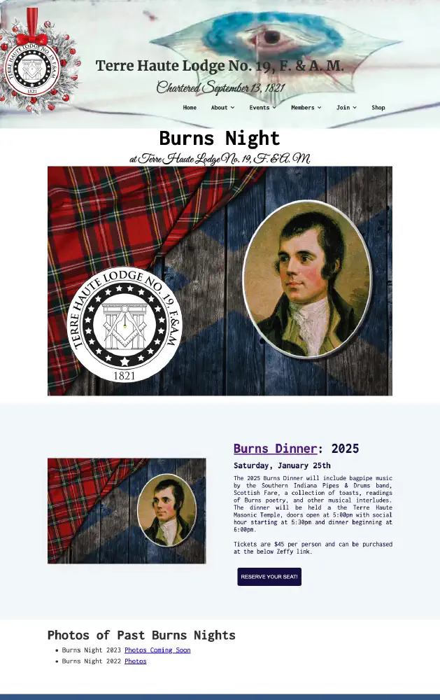 Burns Night at Terre Haute Lodge No. 19