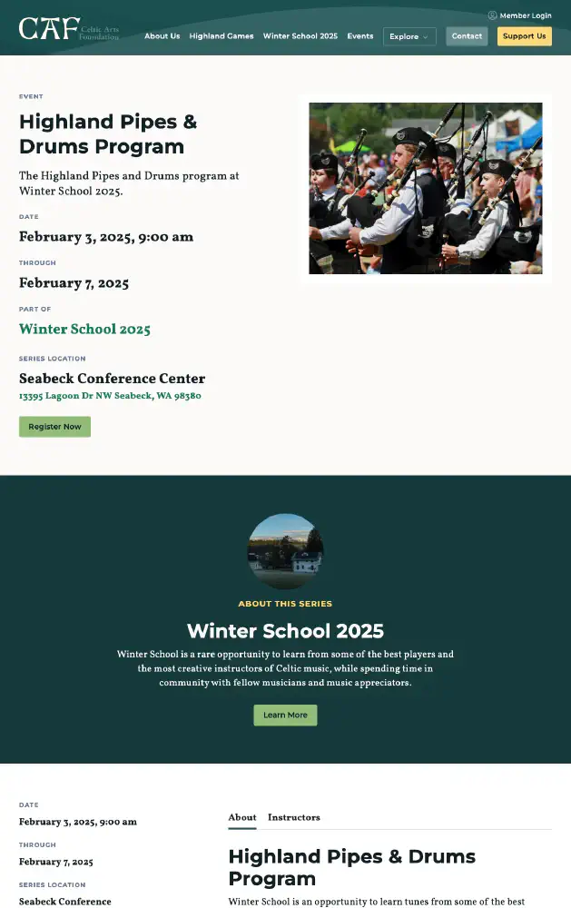 Highland Pipes & Drums Program at Winter School 2025