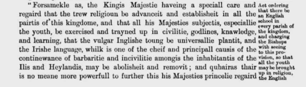 1616 Act Banning Gaeilic 1616 Act Banning Gaeilic
