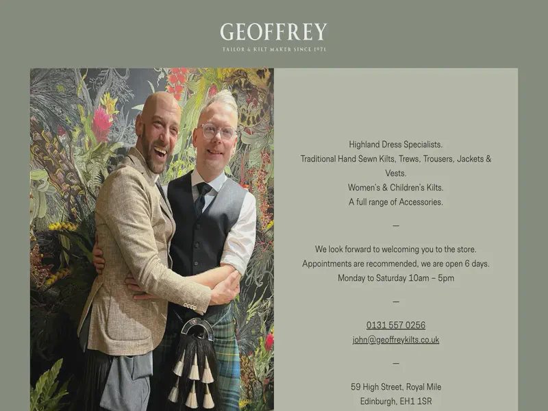 Website preview for www.geoffreykilts.co.uk