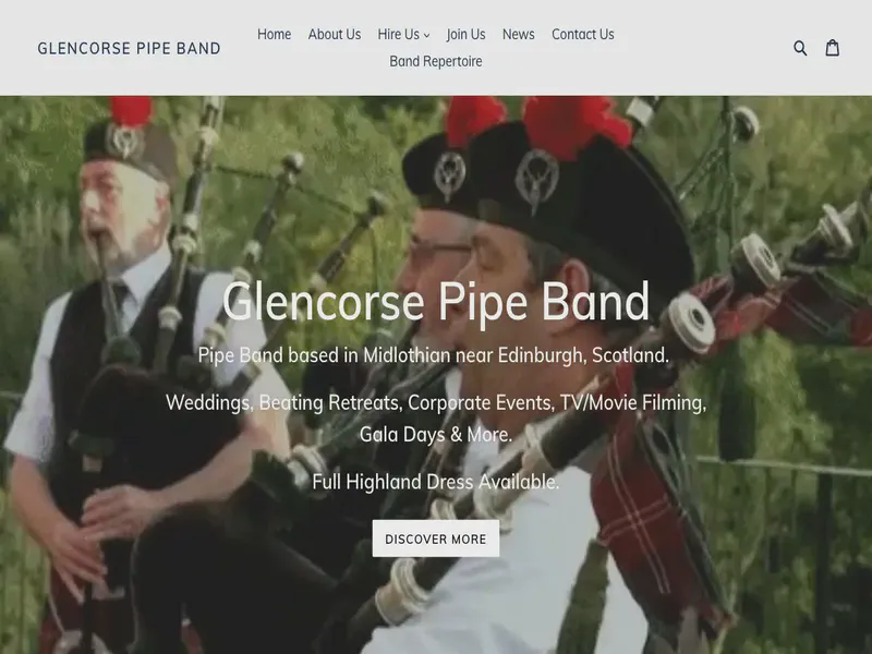 Website preview for www.glencorsepipeband.co.uk