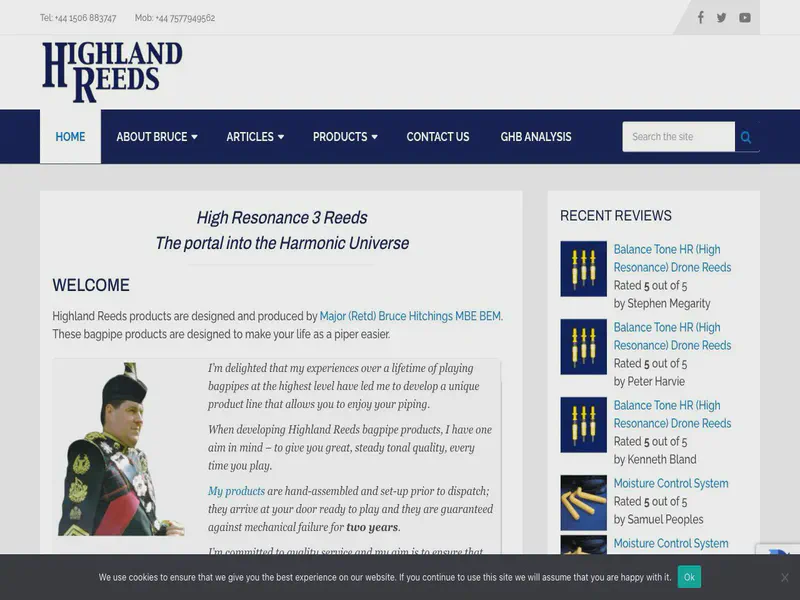 Website preview for www.highlandreeds.com