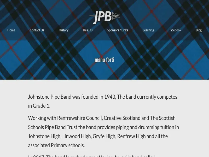 Website preview for www.johnstonepipeband.co.uk