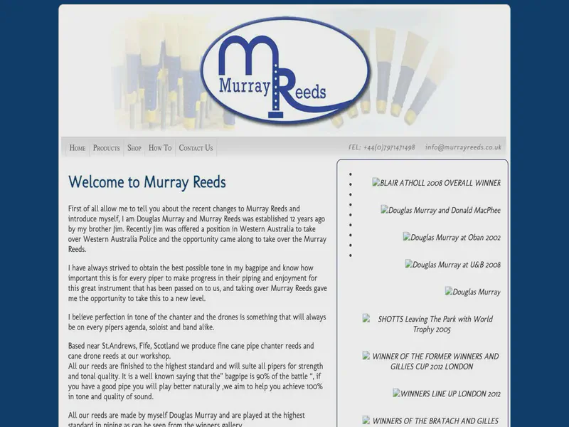 Website preview for www.murrayreeds.co.uk